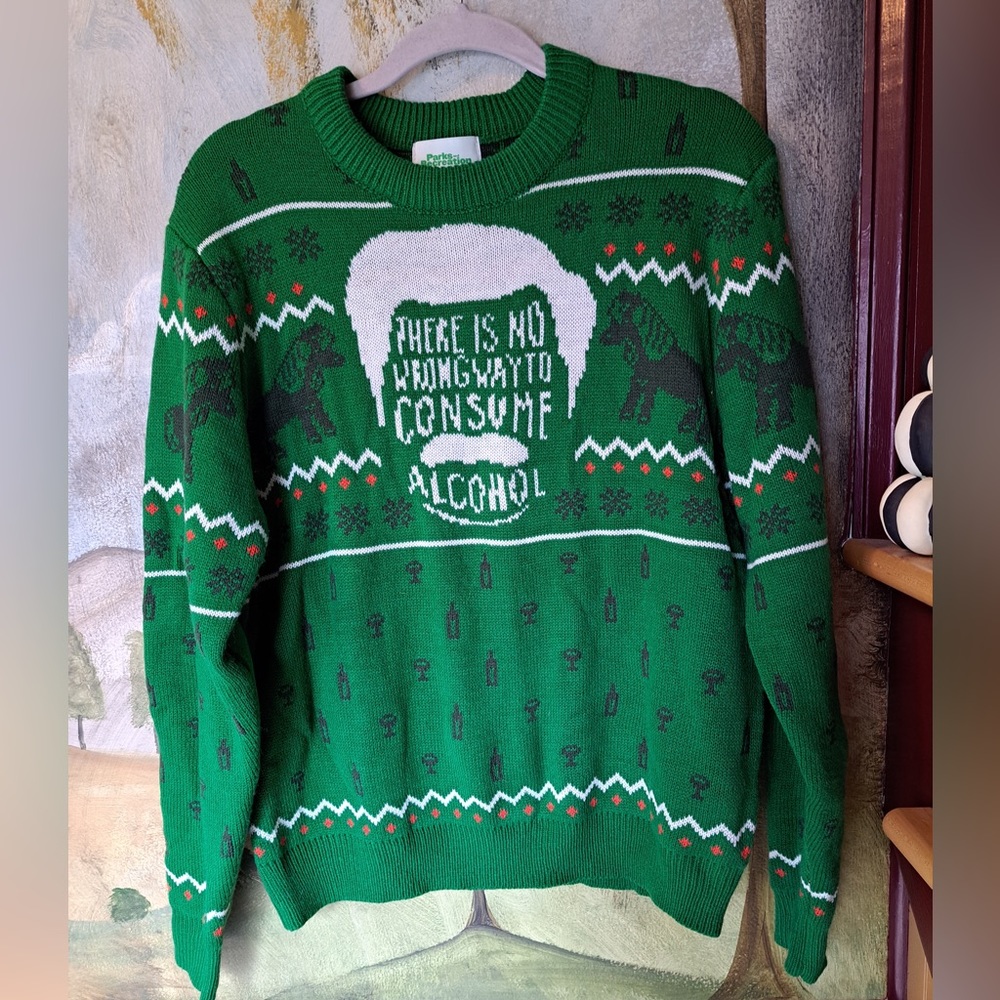 Parks & Rec Ugly Christmas Sweater Ron Swanson Lil Sebastian Unisex/Mens MED
